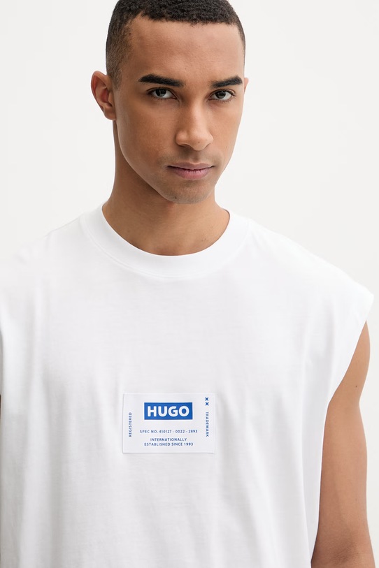 HUGO Blue top pánsky bavlnený Nurazak biela 50557812