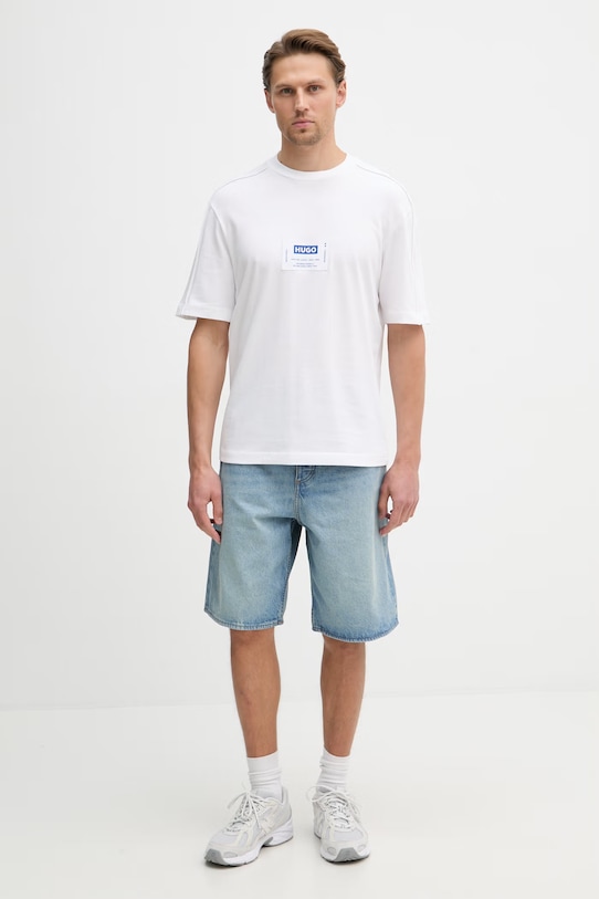 HUGO Blue t-shirt da uomo in cotone Nurazti 50557813 bianco SS26