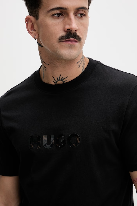 HUGO tričko pánske bavlnené Dumeo čierna 50557437