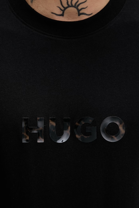 HUGO tričko pánske bavlnené Dumeo 50557437 čierna