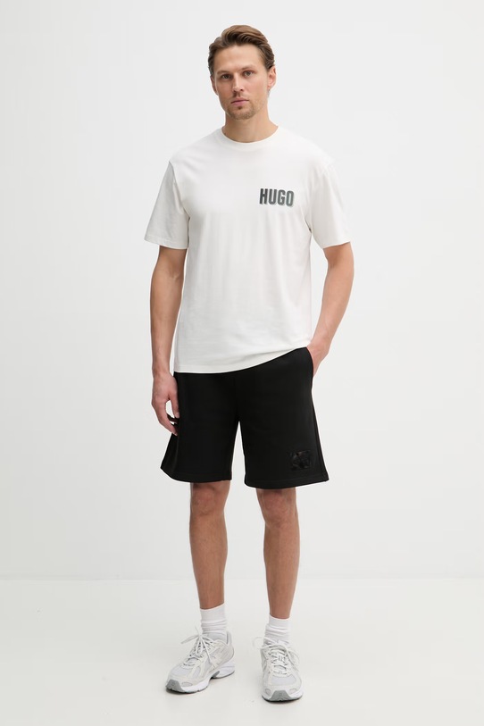 HUGO tričko pánske bavlnené Derlyns 50557618 béžová SS26