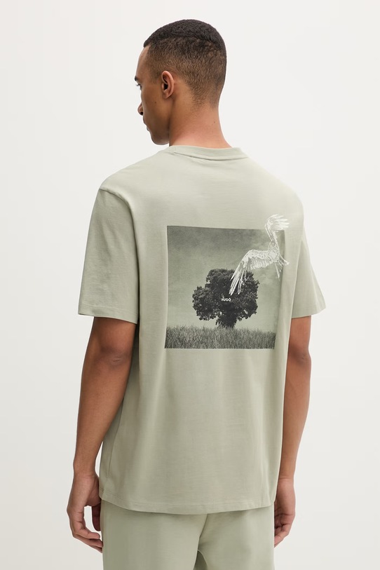 HUGO tričko pánské bavlněné Derlyns zelená 50557618