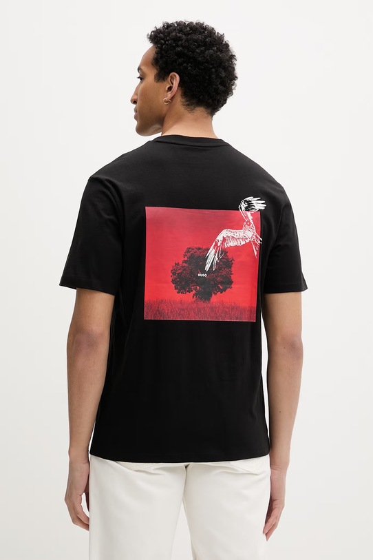 HUGO tricou pentru bărbați, din bumbac Derlyns negru 50557618