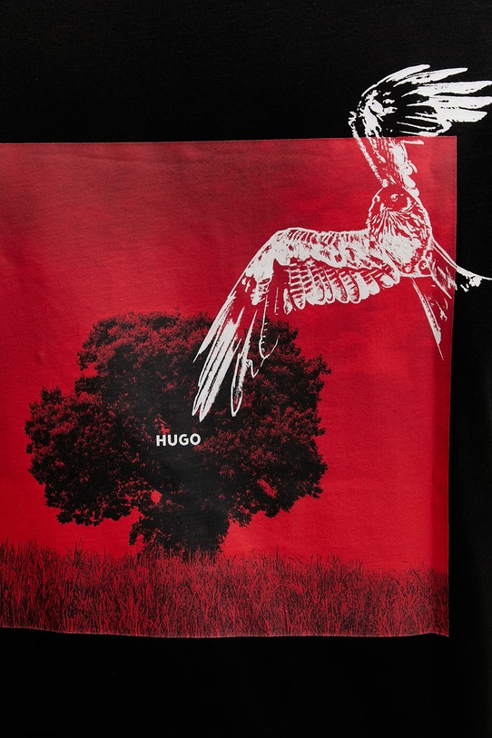 HUGO tričko pánske bavlnené Derlyns 50557618 čierna