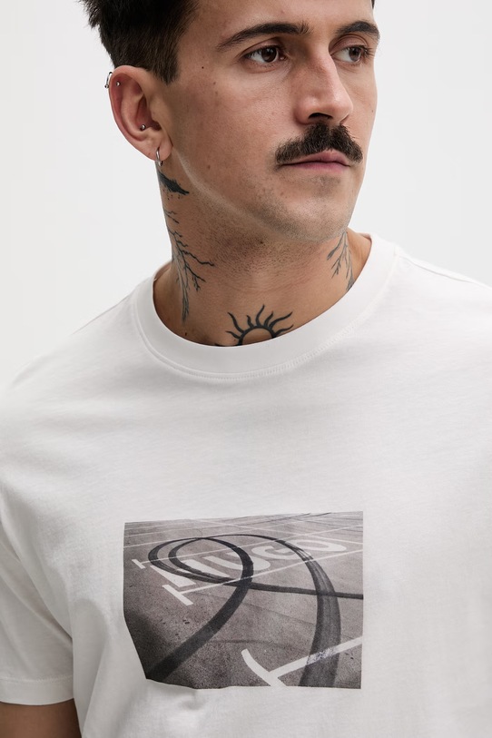 HUGO t-shirt męski bawełniany Dostino biały 50557674