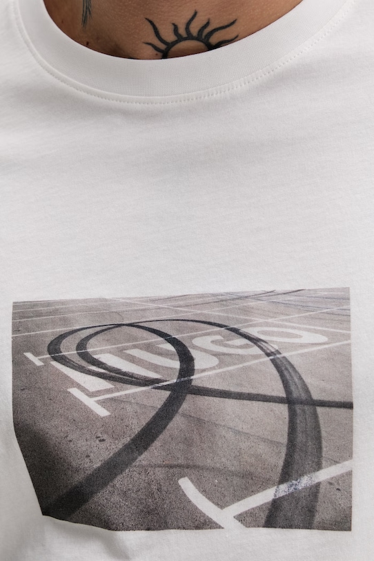 HUGO t-shirt męski bawełniany Dostino 50557674 biały