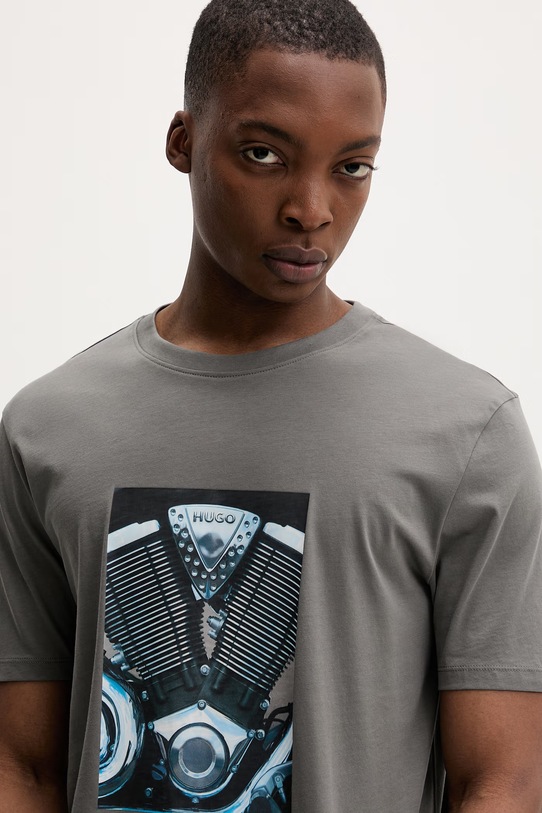 Odzież HUGO t-shirt męski bawełniany Dostino 50557674 szary