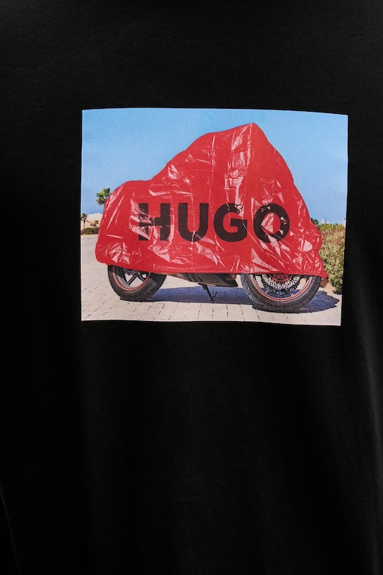 HUGO t-shirt męski bawełniany Dostino 50557674 czarny