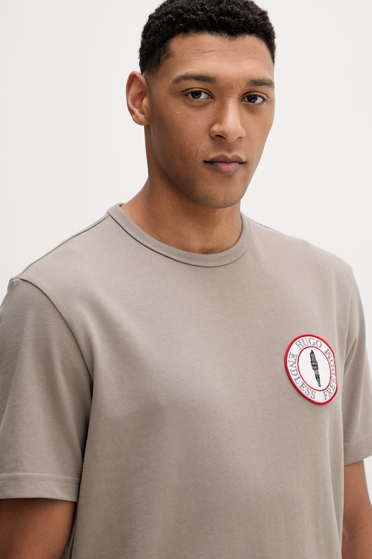 HUGO t-shirt bawełniany Dobul beżowy 50558407