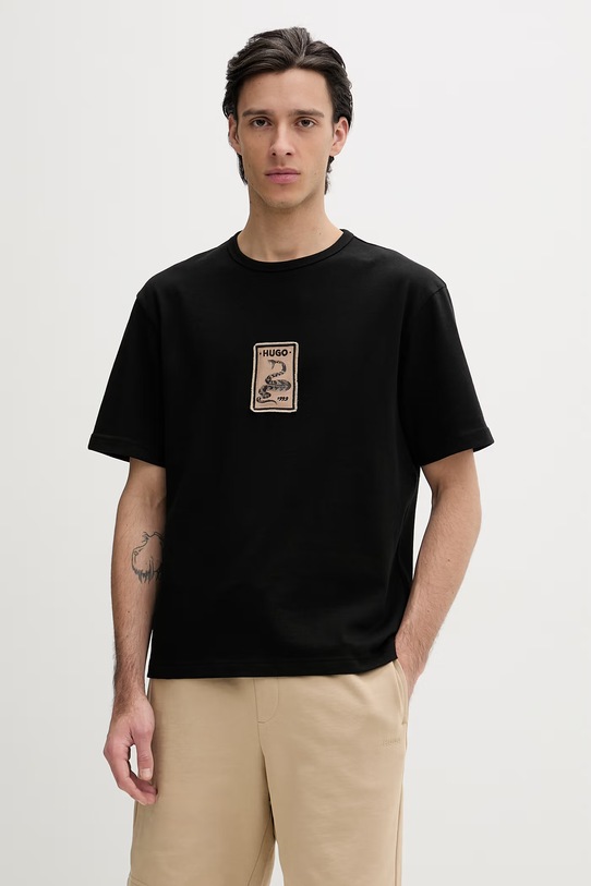 HUGO t-shirt bawełniany Dobul regular czarny 50558407