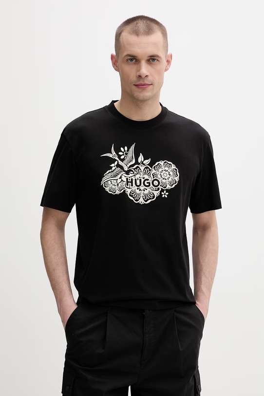 HUGO tričko pánske bavlnené Dangen čierna 50558415
