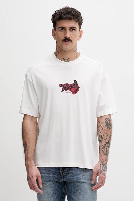 Oblečenie HUGO tričko pánske bavlnené Domans 50564642 béžová