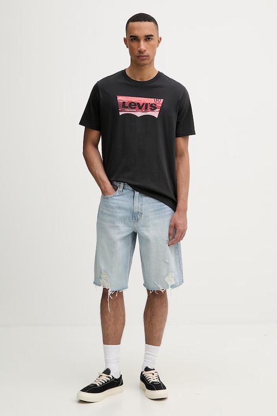 Levi's t-shirt męski bawełniany GRAPHIC CREWNECK 22491.2105 czarny SS26