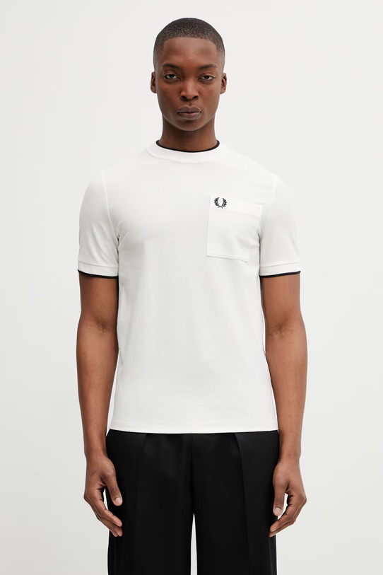 Fred Perry t-shirt bawełniany gładkie biały M2395
