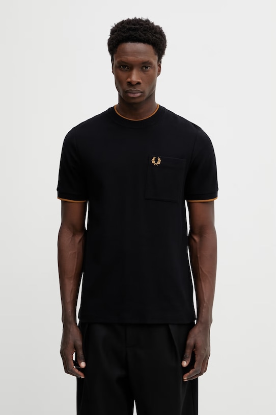 Fred Perry t-shirt bawełniany gładkie czarny M2395