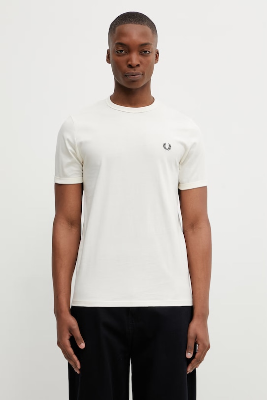 Fred Perry t-shirt bawełniany bawełna beżowy M3519