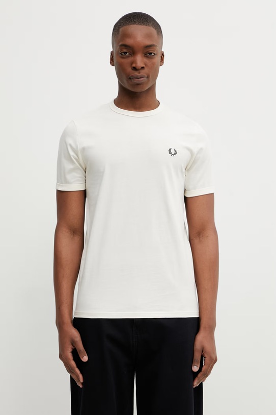 Fred Perry t-shirt bawełniany gładkie beżowy M3519