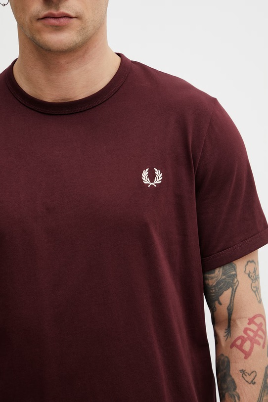Fred Perry T-shirt bawełniany męski bordowy M3519