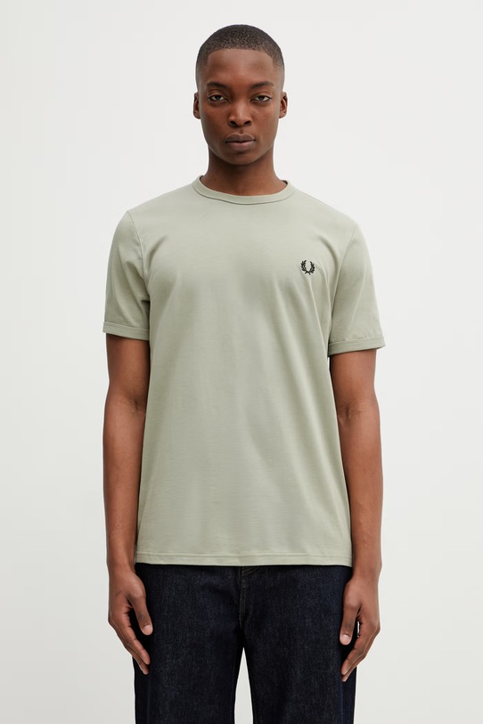 Fred Perry t-shirt bawełniany gładkie zielony M3519