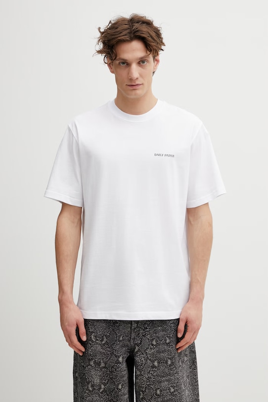 Bavlnené tričko Daily Paper snake shield relaxed biela 2610008