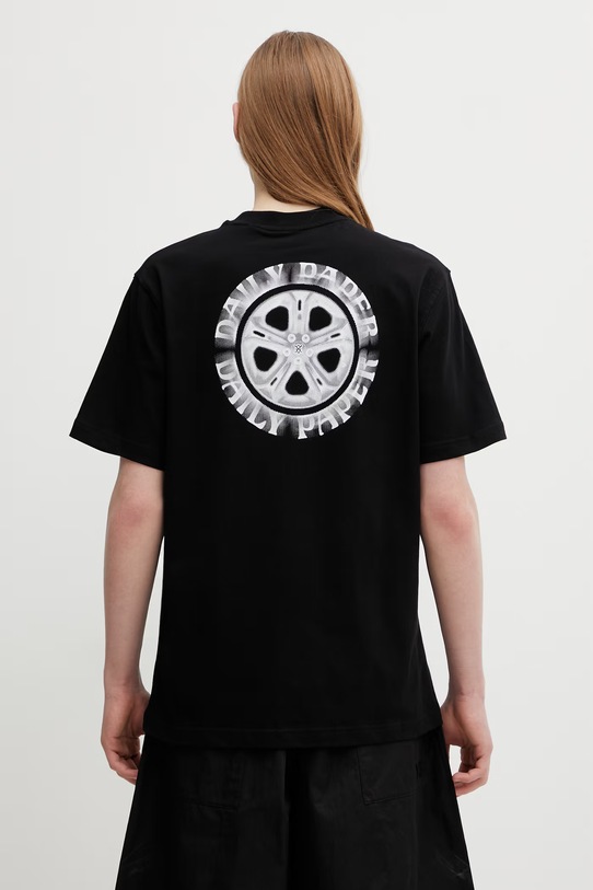 Daily Paper t-shirt bawełniany wheel ss nadruk czarny 2610020