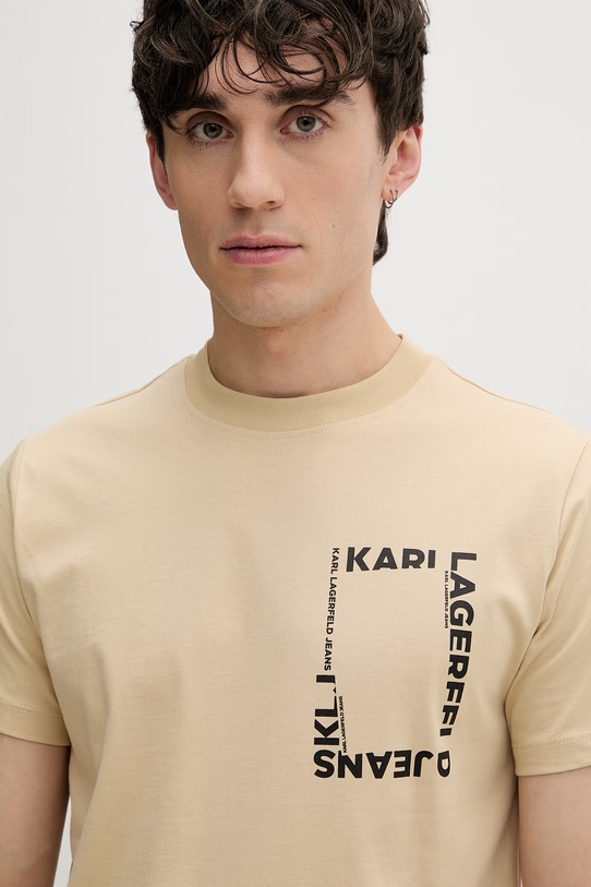 Karl Lagerfeld Jeans t-shirt męski bawełniany beżowy B2M17046