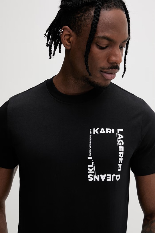 Karl Lagerfeld Jeans t-shirt męski bawełniany czarny B2M17046
