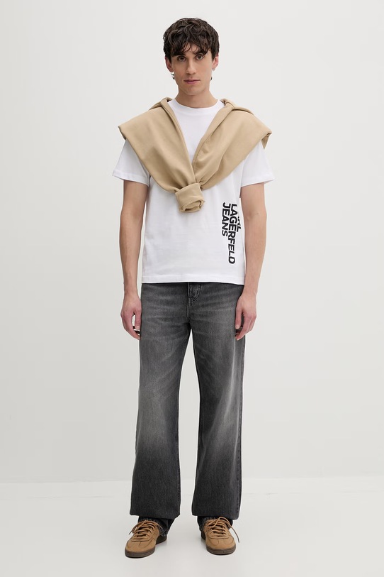 Karl Lagerfeld Jeans t-shirt męski bawełniany B2M17047 biały SS26