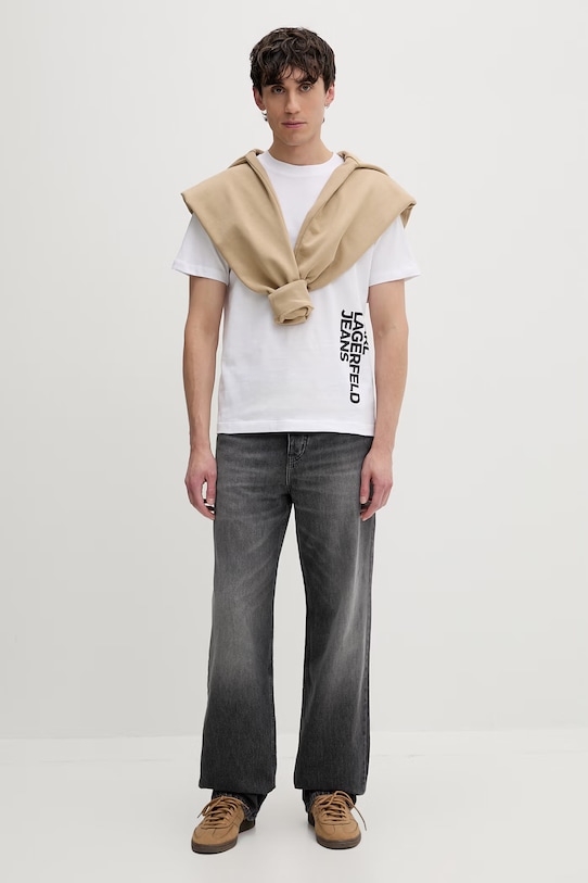 Karl Lagerfeld Jeans t-shirt męski bawełniany B2M17047 biały SS26