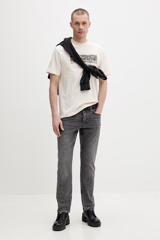 Karl Lagerfeld Jeans t-shirt męski bawełniany B2M17053 beżowy SS26