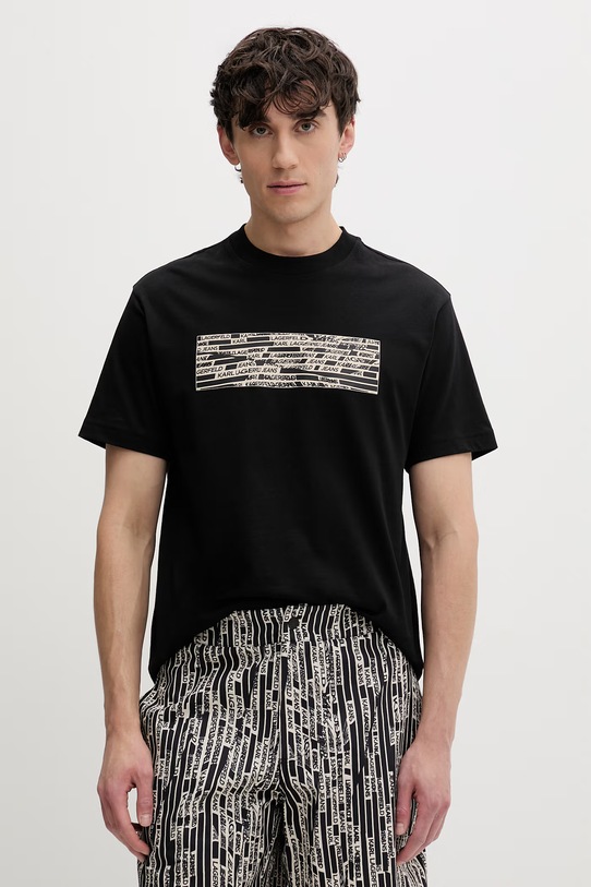 Karl Lagerfeld Jeans t-shirt męski bawełniany czarny B2M17053
