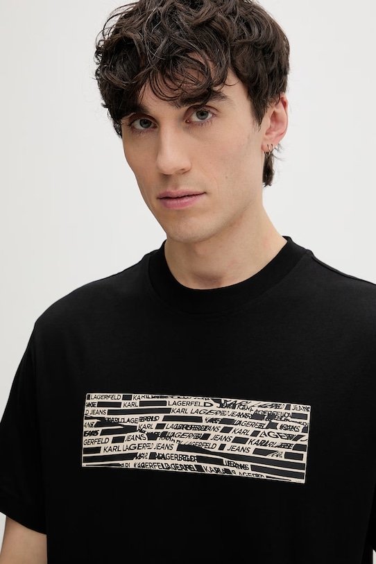 Karl Lagerfeld Jeans t-shirt męski bawełniany czarny B2M17053