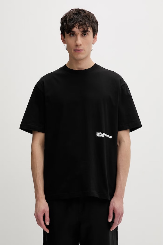 Karl Lagerfeld Jeans t-shirt męski bawełniany czarny B2M17063