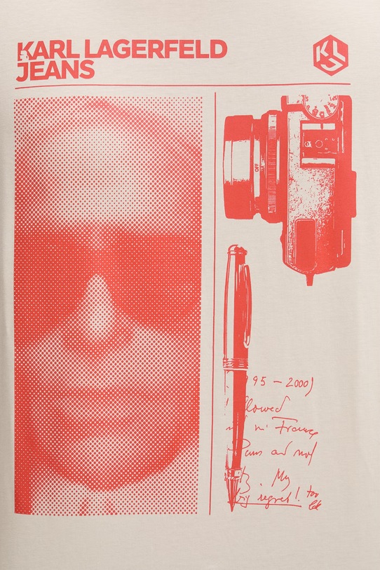 Karl Lagerfeld Jeans t-shirt męski bawełniany B2M17067 beżowy