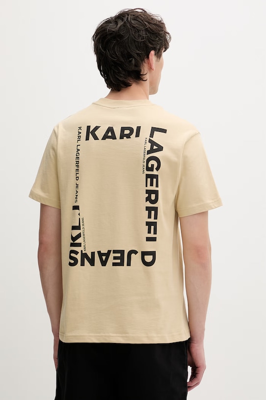 Odzież Karl Lagerfeld Jeans t-shirt męski bawełniany B2M17090 beżowy
