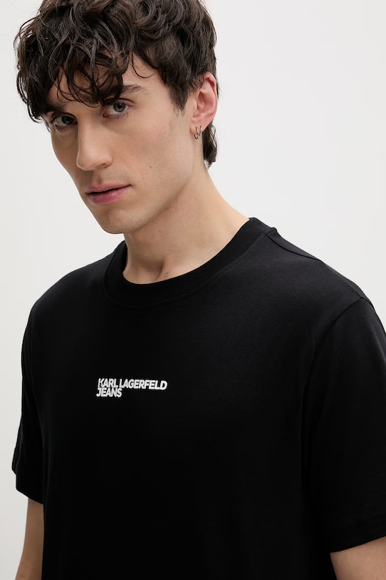 Karl Lagerfeld Jeans t-shirt męski bawełniany czarny B2M17090