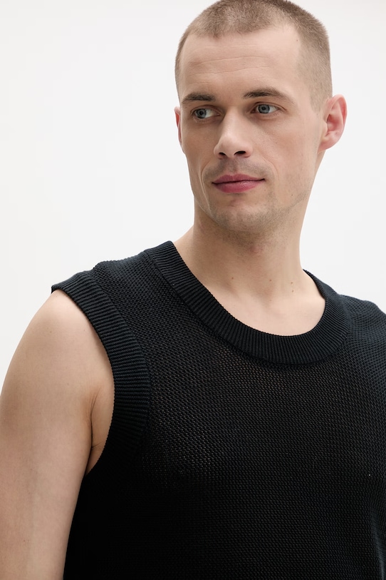 Karl Lagerfeld Jeans kamizelka męska bawełniana czarny B2M18026