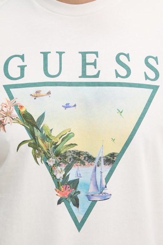 Guess t-shirt męski bawełniany M6GI49.K3584 beżowy