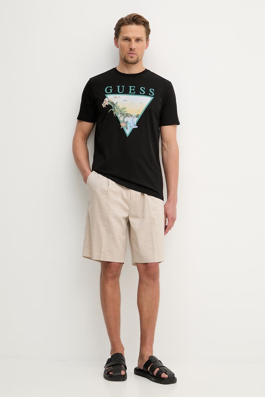 Guess t-shirt męski bawełniany M6GI49.K3584 czarny SS26