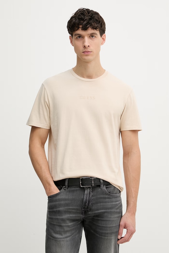 Guess t-shirt Ανδρικό βαμβακερό μπεζ M6GI27.K3249