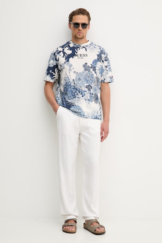 Guess t-shirt męski bawełniany M6GI03.K2830 niebieski SS26