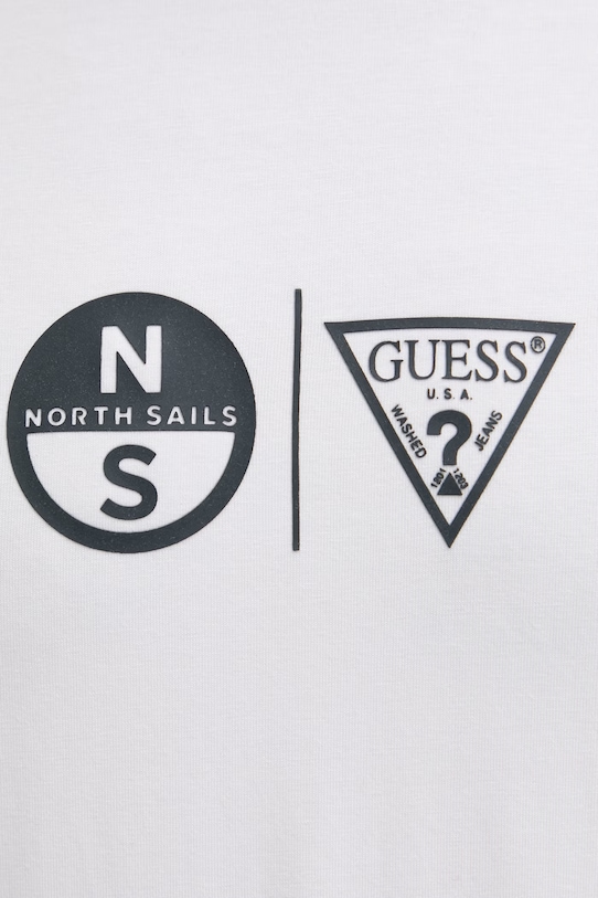 Guess tričko pánske bavlnené s elastanom x North Sails M6GI40.K3322 biela