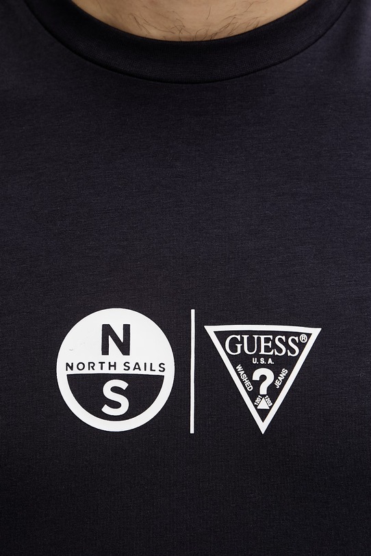 Guess t-shirt męski bawełniany z elastanem North Sails M6GI40.K3322 granatowy