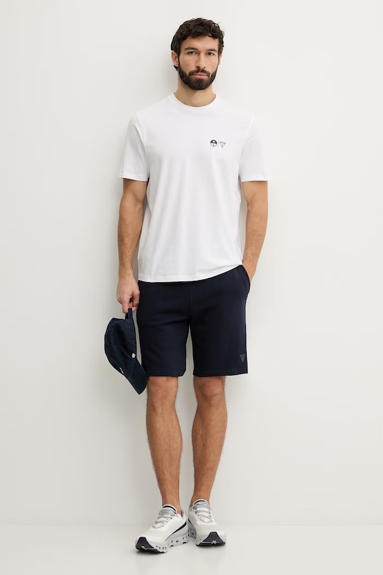 Guess t-shirt męski bawełniany z elastanem x North Sails M6GI46.K3495 biały SS26