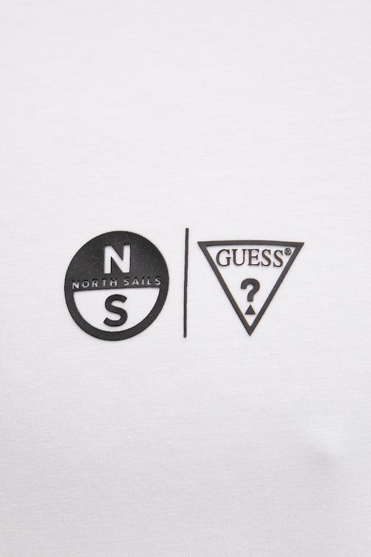 Guess t-shirt męski bawełniany z elastanem x North Sails M6GI46.K3495 biały