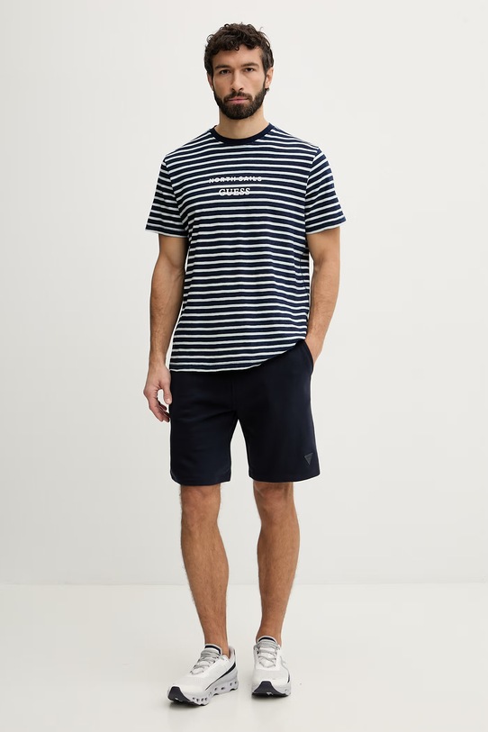 Guess t-shirt męski bawełniany x North Sails M6GI47.K3499 granatowy SS26
