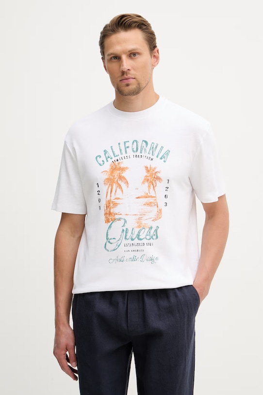 Guess pánske bavlnené tričko biela M6GI20.K3052