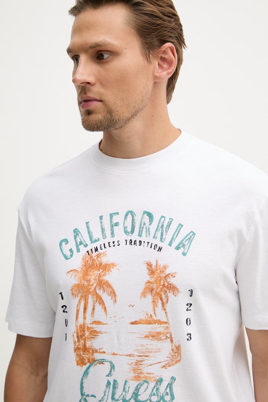 Guess t-shirt męski bawełniany biały M6GI20.K3052