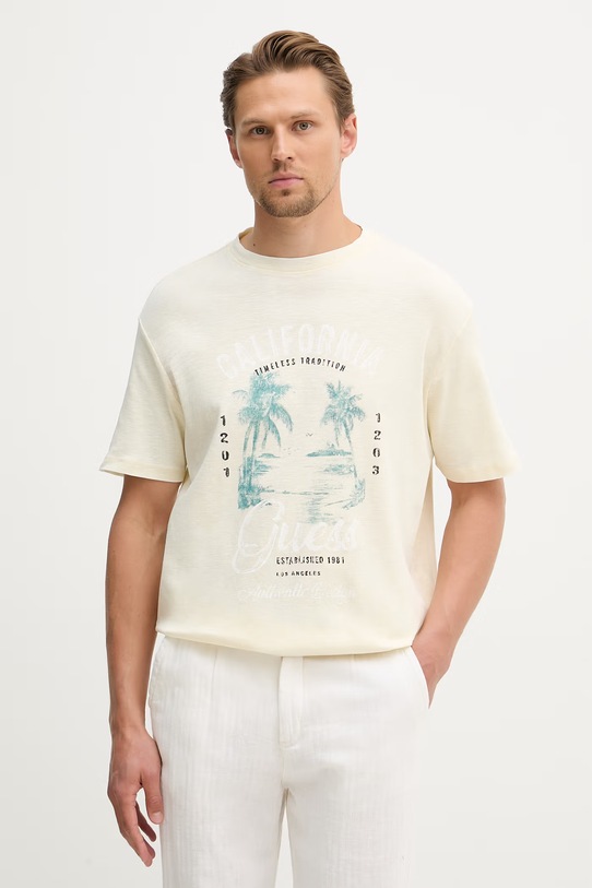 Guess t-shirt męski bawełniany żółty M6GI20.K3052