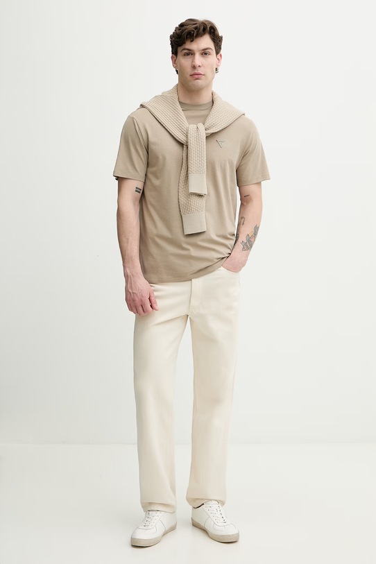 Guess tricou pentru bărbați, cu bumbac M6GI21.K3053 bej SS26